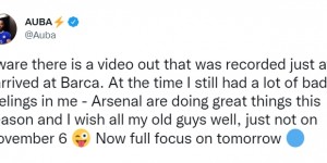 【龙八国际】奥巴梅扬：有关阿尔特塔的言论是刚到巴萨时说的，那时我感觉不佳