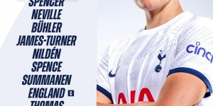 【龙八国际】女足英超第19轮热刺女足对阵曼联女足首发名单：王霜替补待命