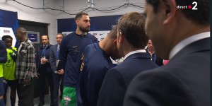 【龙八国际】说了啥?法国总统马克龙赛前来球员通道，与姆巴佩握手+耳语