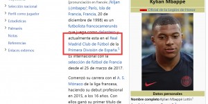 【龙八国际】迫不及待了！姆巴佩维基百科简介已改成皇马球员