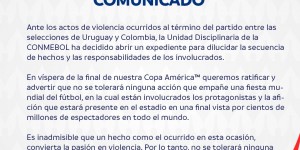 【龙八国际】南美足联公告：将立案调查乌拉圭哥伦比亚赛后冲突事件