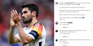 【龙八国际】?吃瓜群众！克罗斯评论巴萨将免费让京多安离队：哇??