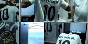 【龙八国际】情难自已！内马尔在更衣室穿上桑托斯10号球衣后，长时间埋头落泪