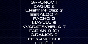 【龙八国际】巴黎法国杯首发：克瓦拉茨赫利亚领衔，法比安、李刚仁出战