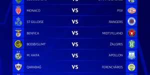 【龙八国际】欧冠资格赛第三轮对阵：摩纳哥VS埃因霍温，本菲卡VS中日德兰