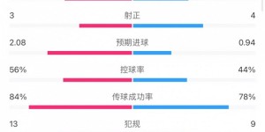 【龙八国际】切尔西1-0富勒姆全场数据：射门17-14，射正3-4，黄牌5-1