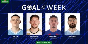 【龙八国际】欧冠周最佳进球候选：福登、格瓦迪奥尔世界波，巴尔韦德凌空斩