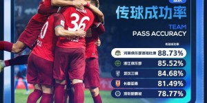 【龙八国际】第8轮传球成功率：河南队88.73%居首，浙江、三镇分列二三名