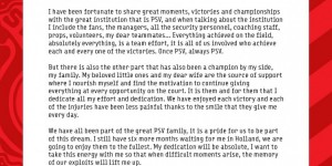 【龙八国际】洛萨诺告别信：为新的足球冒险感到高兴 埃因霍温是我第二个家