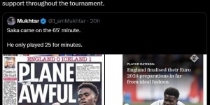 【龙八国际】赖特：英国媒体别有用心，已打算让萨卡成为大赛失败的背锅人选