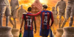 【龙八国际】巴萨官推晒海报预热美洲杯：祝拉菲尼亚和阿劳霍好运！