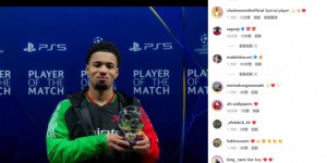 【龙八国际】内切世界波打进反超球！17岁枪手小将恩瓦内里晒欧冠最佳奖杯