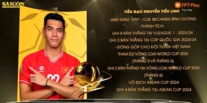 【龙八国际】官方：27岁前锋阮进灵获得2024年越南足球金球奖