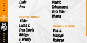 【龙八国际】皇马客战贝蒂斯名单：姆巴佩、魔笛在列，贝林厄姆、巴尔韦德缺席