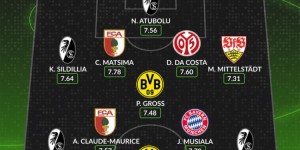 【龙八国际】whoscored德甲2月最佳阵：穆西亚拉领衔，吉拉西&堂安律在列