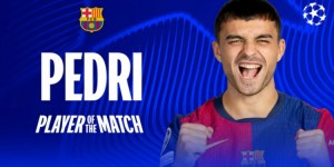 【龙八国际】大师级发挥！欧冠官方：佩德里当选巴萨1-0本菲卡全场最佳球员