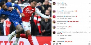 【龙八国际】当选全场最佳，加布里埃尔社媒晒照：零封取胜，伦敦是红色的！