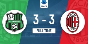 【龙八国际】米兰连追两球3-3萨索洛 奥卡福替补1分钟破门丘库埃泽2球被吹