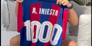 【龙八国际】39岁伊涅斯塔完成生涯1000场里程碑，巴萨赠送了纪念款球衣
