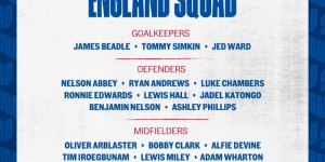 【龙八国际】英格兰U20名单：卢克-钱伯斯、凯德-戈登、克拉克、霍尔在列