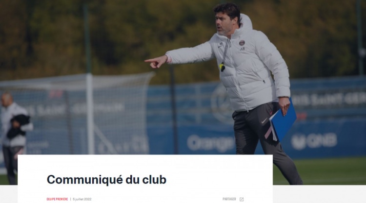 执教仅1年半!官方:巴黎主帅波切蒂诺下课