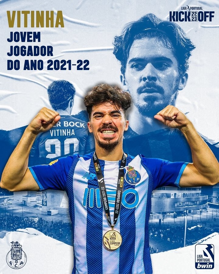 官方:巴黎新援维蒂尼亚当选上赛季葡超最佳年轻球员