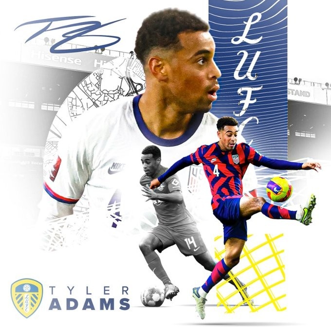 官方:利兹联签下莱比锡球员亚当斯,据悉转会费总额2000万镑