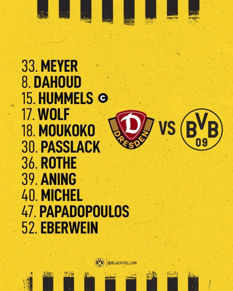 多特热身赛首发阵容:胡梅尔斯领衔,穆科科、达胡德在列