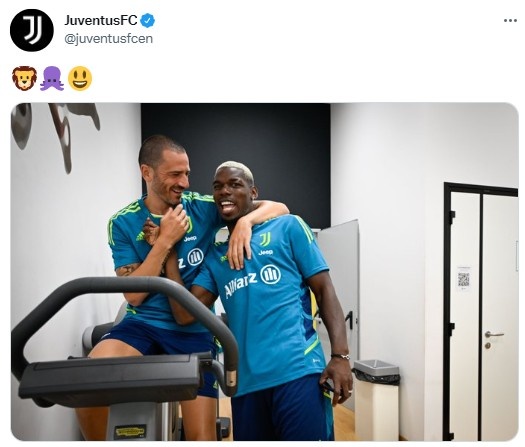 看你也挺急的,要不提前宣了吧?尤文晒博努奇与博格巴合照?