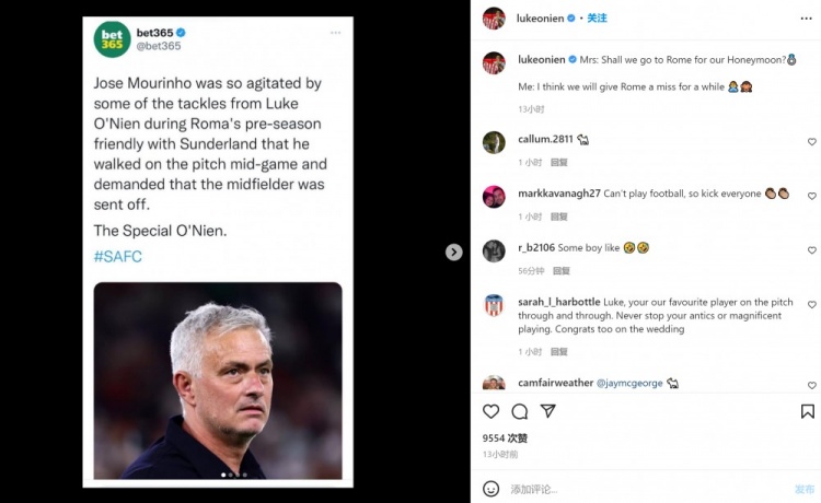 凶狠犯规惹怒穆帅，桑德兰中场自嘲：这段时间要避开罗马了?