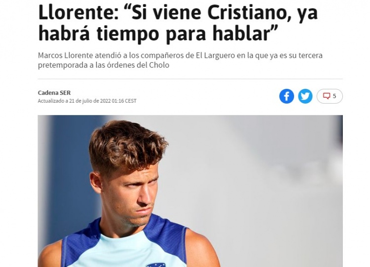 略伦特谈C罗加盟马竞传闻:官方消息出来前,我们无法发表评论