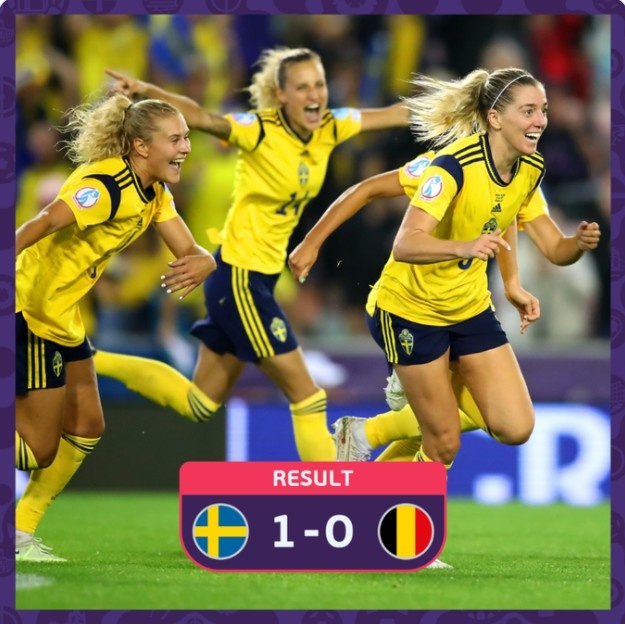 尤文中卫绝杀！瑞典1-0比利时，挺进女足欧洲杯半决赛