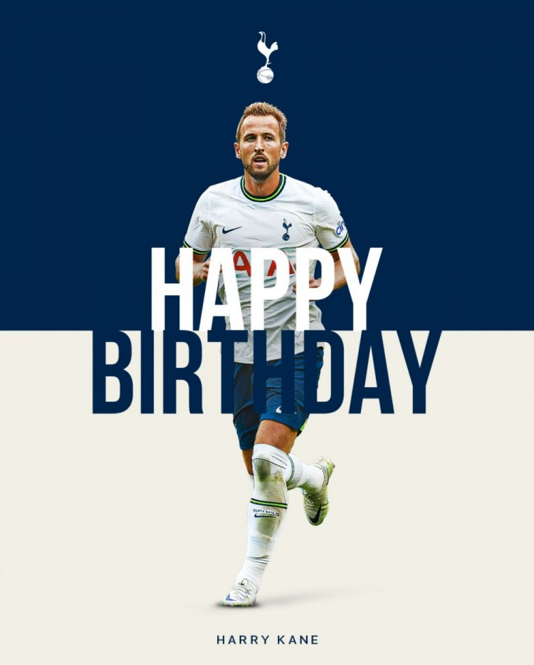 热刺祝凯恩29岁生日快乐,球员为热刺出战386场248球59助