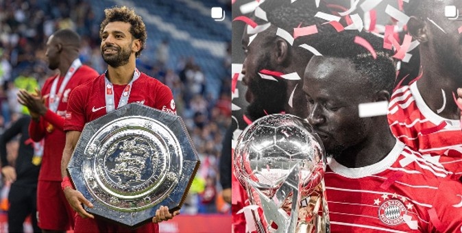 老搭档同一天赢得超级杯!萨拉赫&马内相继晒出捧杯照