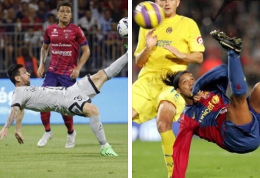 胸部停球+倒钩破门!梅西生涯首进倒钩 这球有没有让你想起小罗?