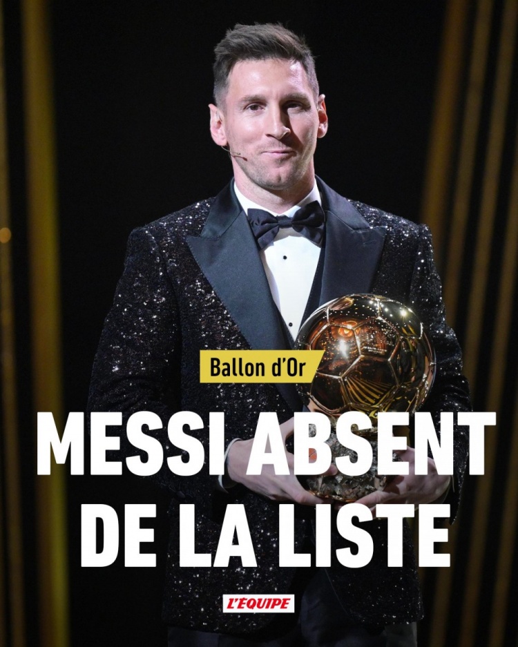 梅西2005年后首次无缘金球奖候选,连续15届入选的纪录中断