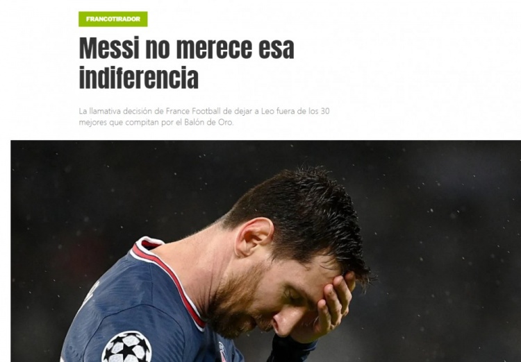 奥莱报:把梅西排除出金球奖候选名单,更像是挑衅和营销手段