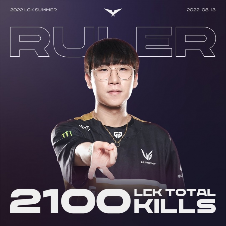 【里程碑】Ruler达成LCK2100击杀成就,以及2500助攻成就