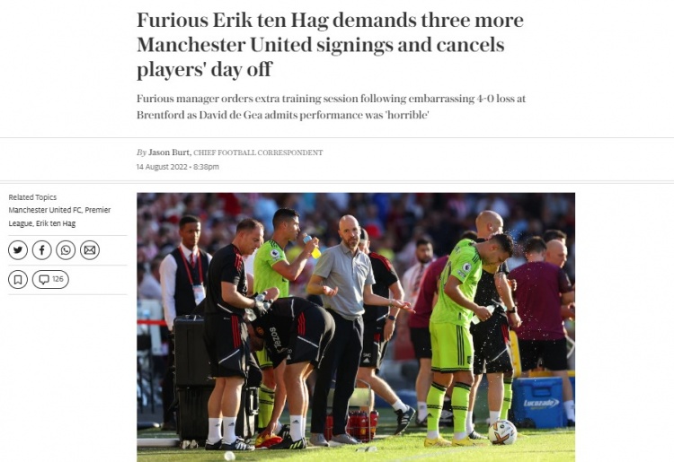 电讯报:曼联内部有人认为C罗自私+有害,红魔还想签2中场+1前锋