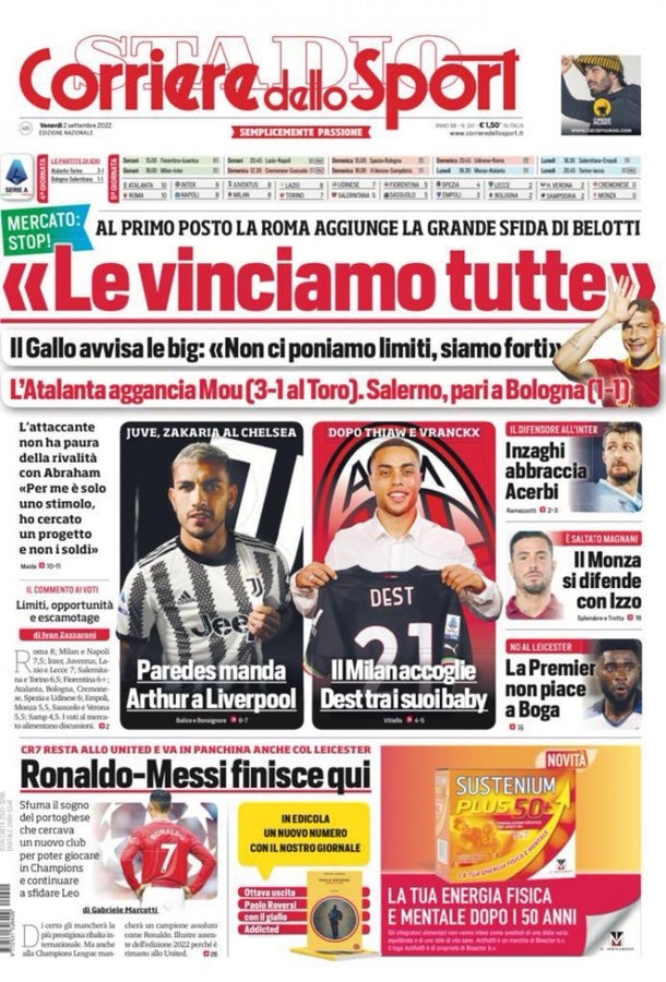 罗体头版:C罗没有离开曼联,欧冠赛场上的梅罗之争就此停止