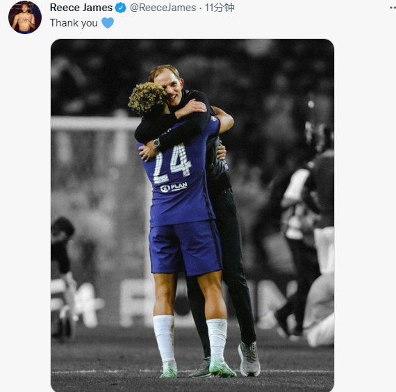 里斯-詹姆斯晒拥抱照告别图赫尔:谢谢你?