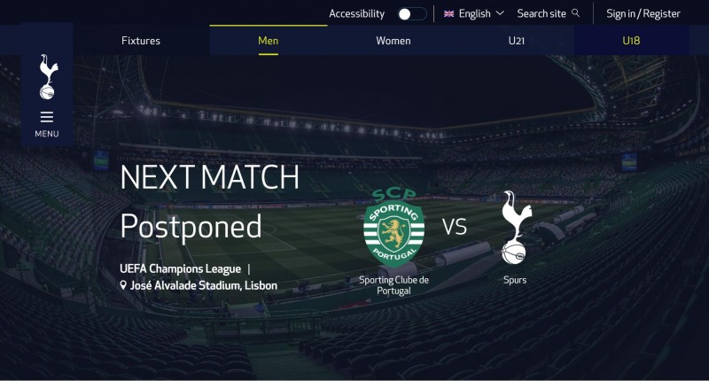 热刺官网显示周中欧冠客场对阵葡体的比赛延期，官方后续澄清致歉