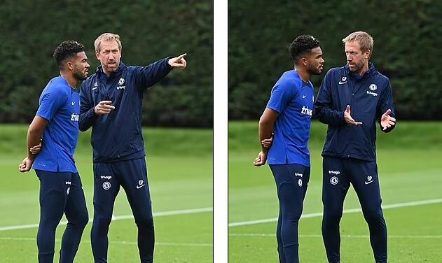 切尔西发布波特带队首训照片,与里斯-詹姆斯进行深入讨论