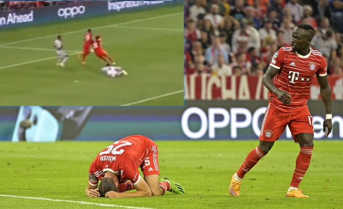 那我走?穆勒、马内抢点撞一起,穆勒捶地叹气&马内尴尬离开?