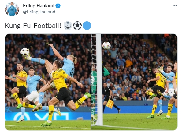 哈兰德自评对多特的进球:功夫足球!