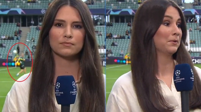 ?皮??乔哈特将球踢向场边女记者,后者被球碰到吓一跳