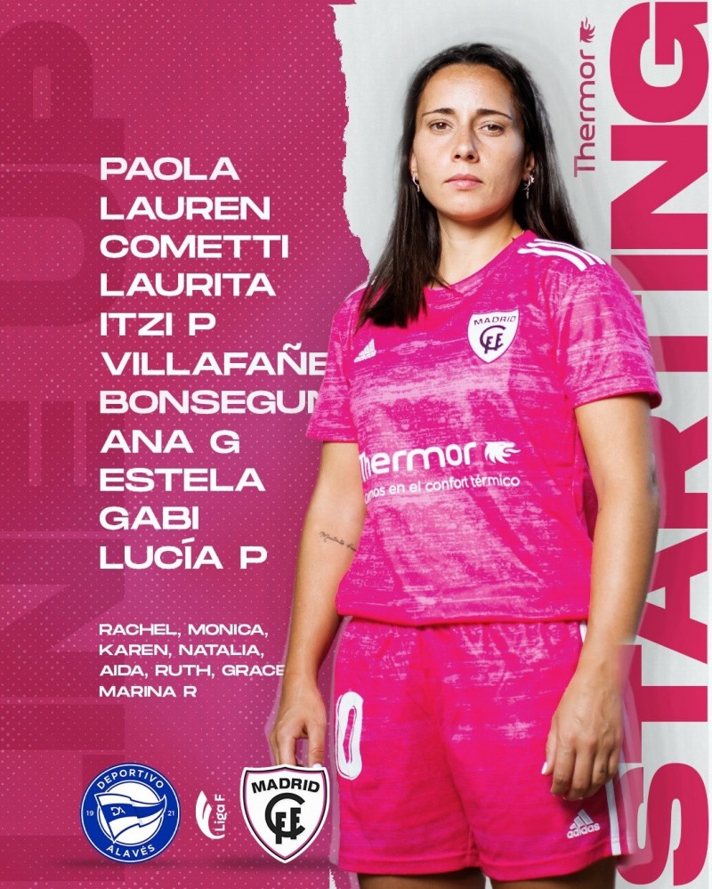 马德里CFF女足vs阿拉维斯首发出炉,唐佳丽未进大名单