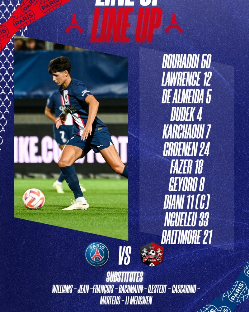 法甲女足-巴黎vs弗莱里首发:李梦雯继续替补待命 杨莉娜未进名单