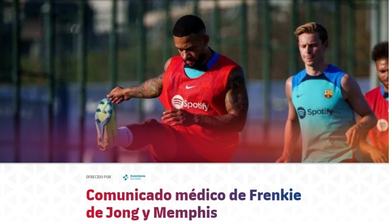 官方:德容左大腿肌腱拉伤,德佩左大腿股二头肌受伤