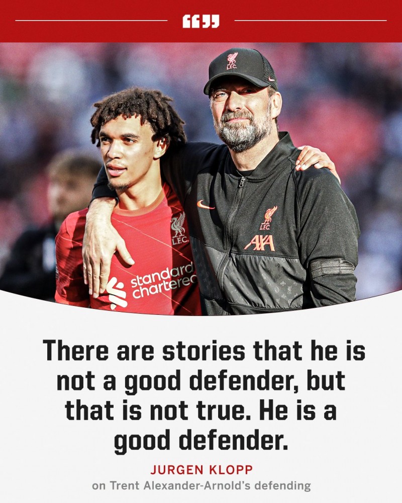 浪费渣叔的口水?克洛普曾多次维护阿诺德:他是很好的防守球员